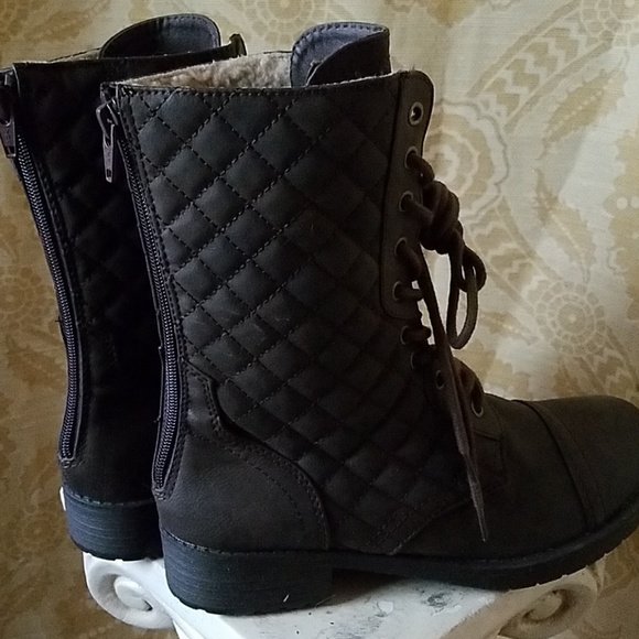 Joe Boxer Brown Quilted Faux Leather Boots - Picture 3 of 5